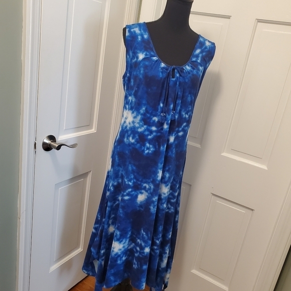 IMNYC Blue Tie Dye Print Midi Sleeveless Dress Size Medium - Picture 10 of 10
